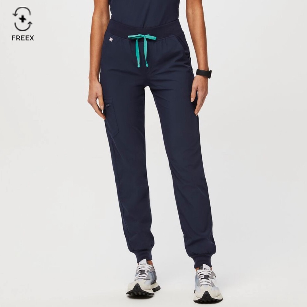 Figs Navy FREEx Lined Zamora High Waisted Jogger Scrub Pants